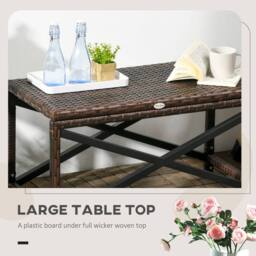 Wyld Haus Donori Outdoor Coffee Table Mixed Brown Woven Top Black X Frame - thumbnail 5