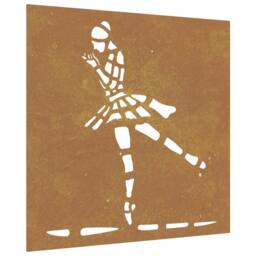 Berkfield Home Garden Wall Decoration 55x55 cm Corten Steel Ballet Dancer Design in Brown - thumbnail 1