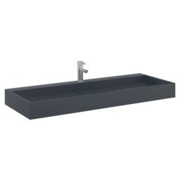 Berkfield Home Wash Basin 120x46x11 cm Mineral Cast/Marble Cast Anthracite in Black - Size: 120 x 46 x 11 cm - thumbnail 3