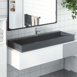Berkfield Home Wash Basin 120x46x11 cm Mineral Cast/Marble Cast Anthracite in Black - Size: 120 x 46 x 11 cm