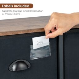 Costway 5-Drawer Storage Dresser Wide Storage Organizer Unit w/ Fabric Bins in Black - thumbnail 4