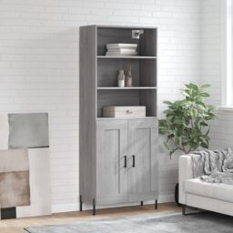 Berkfield Home Highboard Grey Sonoma 69.5x34x180 cm Engineered Wood - thumbnail 1