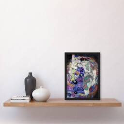 Artery8 The Virgin Maiden Colourful Painting Framed Wall Art Print Gustav Klimt - Size: A4 - thumbnail 4