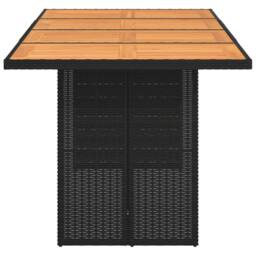 Berkfield Home Garden Table with Acacia Wood Top Black 190x80x75 cm Poly Rattan - Size: 190 x 80 x 75 cm - thumbnail 5