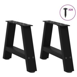 Berkfield Home Coffee Table Legs A-Shaped 2 pcs Black¬†50x(30-31) cm Steel in Black - thumbnail 3