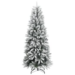 Berkfield Home Artificial Christmas Tree 300 LEDs & Flocked Snow 180 cm in Green - thumbnail 3