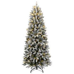Berkfield Home Artificial Christmas Tree 300 LEDs & Flocked Snow 180 cm in Green - thumbnail 2