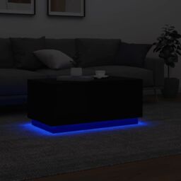 Berkfield Home Coffee Table with LED Lights Black 90x50x40 cm - Size: 90 x 50 x 40 cm - thumbnail 5