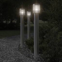 Berkfield Home Outdoor Floor Lamp with Outlet Silver 110cm Stainless Steel - thumbnail 1