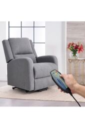 Living and Home Single Sofa Recliner Armchair Reclining Chair with Massage & Heat in Grey - thumbnail 1