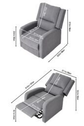 Living and Home Single Sofa Recliner Armchair Reclining Chair with Massage & Heat in Grey - thumbnail 6