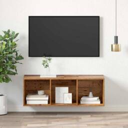 Berkfield Home TV Cabinet with Shelf Old wood 37 x 37 x 107 cm Engineered wood in Brown - thumbnail 4