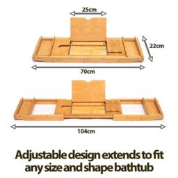 simpa Bamboo Bathtub Multifunction Extendable Caddy Tray in Beige - thumbnail 2