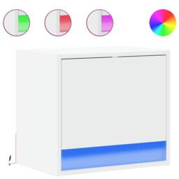 Berkfield Home Durable Wall-mounted Bedside Cabinets with LED Lights 2 pcs White - thumbnail 3