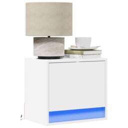 Berkfield Home Durable Wall-mounted Bedside Cabinets with LED Lights 2 pcs White - thumbnail 2