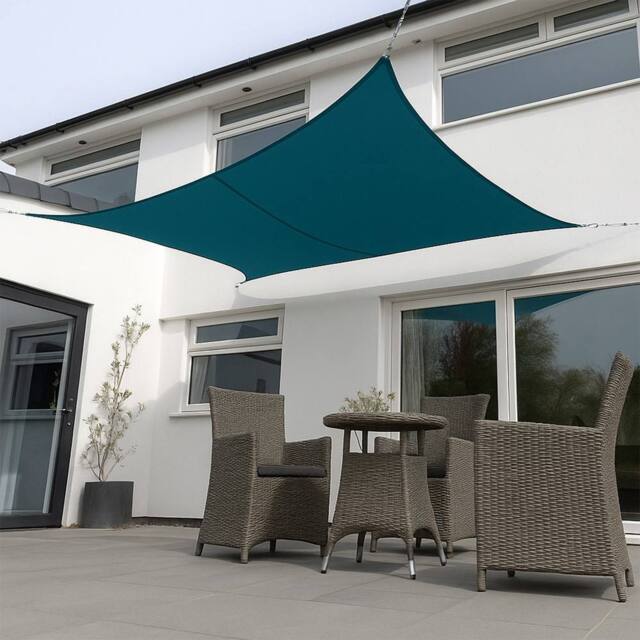 Primrose 6m x 5m Waterproof Patio Sun Shade Sail Canopy 98% UV Block Free Rope in Teal - image 1