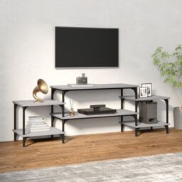 Berkfield Home TV Cabinet Grey Sonoma 157x35x52 cm Engineered Wood - Size: 157 x 35 x 52 cm - thumbnail 1