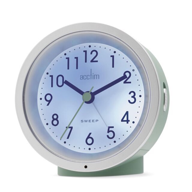 Acctim Caleb Analogue Alarm Clock Non Ticking Sweep Smartlite® Crescendo Alarm in Green - image 1