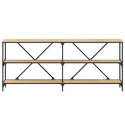 Berkfield Home Console Table Sonoma Oak 180x30x75 cm Engineered Wood & Iron in Brown - Size: 180 x 30 x 75 cm - thumbnail 4