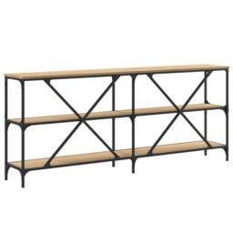 Berkfield Home Console Table Sonoma Oak 180x30x75 cm Engineered Wood & Iron in Brown - Size: 180 x 30 x 75 cm - thumbnail 6