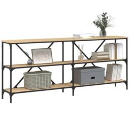 Berkfield Home Console Table Sonoma Oak 180x30x75 cm Engineered Wood & Iron in Brown - Size: 180 x 30 x 75 cm - thumbnail 3