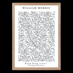 ARTZE William Morris Willow in Grey Art Print / Oak Frame / SIZE: A4 in Light Grey - thumbnail 2