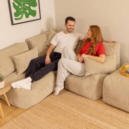 icon 4pcs Noa Bean Bag, 1x Corner, 2x Recliner, 1x Slab, Jumbo Cord in Cream - thumbnail 2