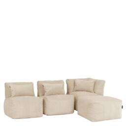 icon 4pcs Noa Bean Bag, 1x Corner, 2x Recliner, 1x Slab, Jumbo Cord in Cream - thumbnail 3