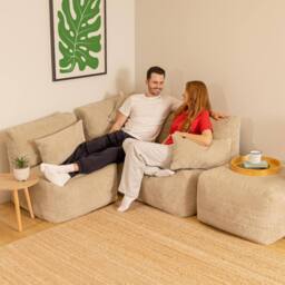 icon 4pcs Noa Bean Bag, 1x Corner, 2x Recliner, 1x Slab, Jumbo Cord in Cream - thumbnail 5