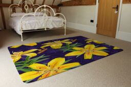 Benjamin Tate Design Yellow Lily Flowers Designer Rug in Natural - Size: Large - thumbnail 3