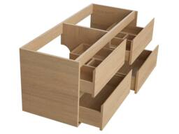 Vente-unique Wall-Hung Bathroom Unit With Double Stone Countertop Basin - Oak in Light Oak - thumbnail 7