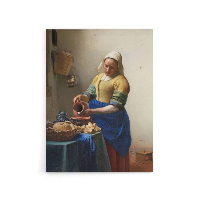 "Artery8 Johannes Vermeer The Milkmaid Canvas Wall Art Print - Size: W18"" x H24""" - image 1