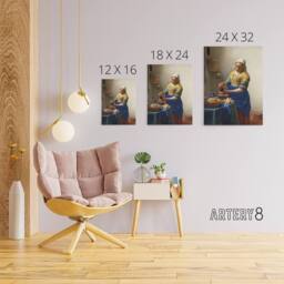 "Artery8 Johannes Vermeer The Milkmaid Canvas Wall Art Print - Size: W18"" x H24""" - thumbnail 4