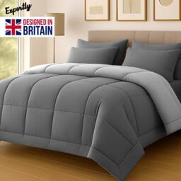 Pamposh 10.5 Tog Cover Less Duvet Anti Allergy Quilt in Grey - Size: Single