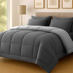 Pamposh 10.5 Tog Cover Less Duvet Anti Allergy Quilt in Grey - Size: Single - thumbnail 4