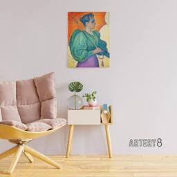 "Artery8 Woman With A Parasol Umbrella Paul Signac Canvas Wall Art Print - Size: W12"" x H16""" - thumbnail 3