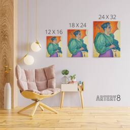 "Artery8 Woman With A Parasol Umbrella Paul Signac Canvas Wall Art Print - Size: W12"" x H16""" - thumbnail 4