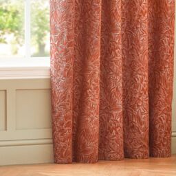Wylder Nature Grantley Floral Jacquard Eyelet Curtain Pair in Burnt Orange - Size: 117 cm width x 183 cm drop - thumbnail 3