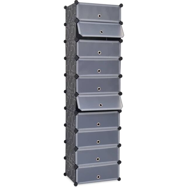 Berkfield Home Interlocking Shoe Organiser with 10 Compartments Black - image 1
