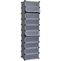 Berkfield Home Interlocking Shoe Organiser with 10 Compartments Black - thumbnail 1