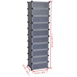 Berkfield Home Interlocking Shoe Organiser with 10 Compartments Black - thumbnail 6