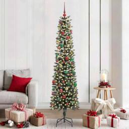 Berkfield Home Artificial Christmas Tree with 300 LEDs Green 58 x 58 x 210 cm - thumbnail 1
