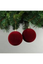 KDMD 10cm Red Velvet Baubles Set of 4 - thumbnail 2