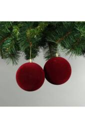 KDMD 10cm Red Velvet Baubles Set of 4