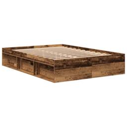 Berkfield Home Bed Frame without Mattress Old Wood 120x200cm Engineered Wood in Brown - Size: Small Double - thumbnail 7