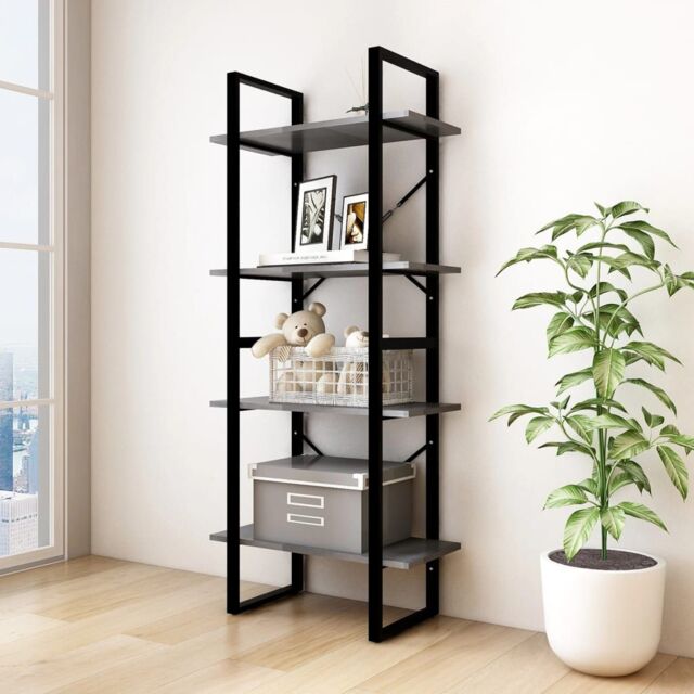 Berkfield Home 4-Tier Book Cabinet Grey 60x30x140 cm Solid Pine Wood - Size: 60 x 30 x 140 cm - image 1