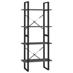 Berkfield Home 4-Tier Book Cabinet Grey 60x30x140 cm Solid Pine Wood - Size: 60 x 30 x 140 cm - thumbnail 2