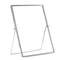 "Nicola Spring Standing Metal Photo Frame - 8"" x 10"" - Picture Display Poster Frame in Silver"