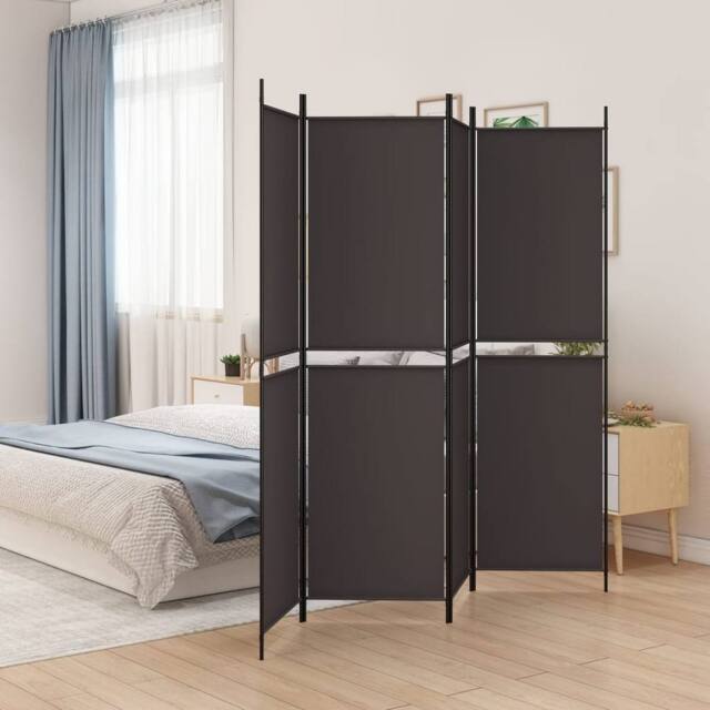 Berkfield Home 4-Panel Room Divider Brown 200x200 cm Fabric - image 1