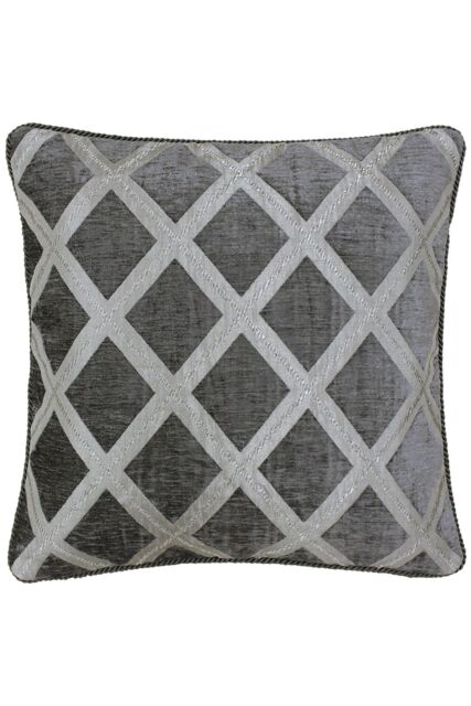 Paoletti Hermes Chenille Braid Edged Cushion in Dark Grey - Size: 45 cm x 45 cm - image 1